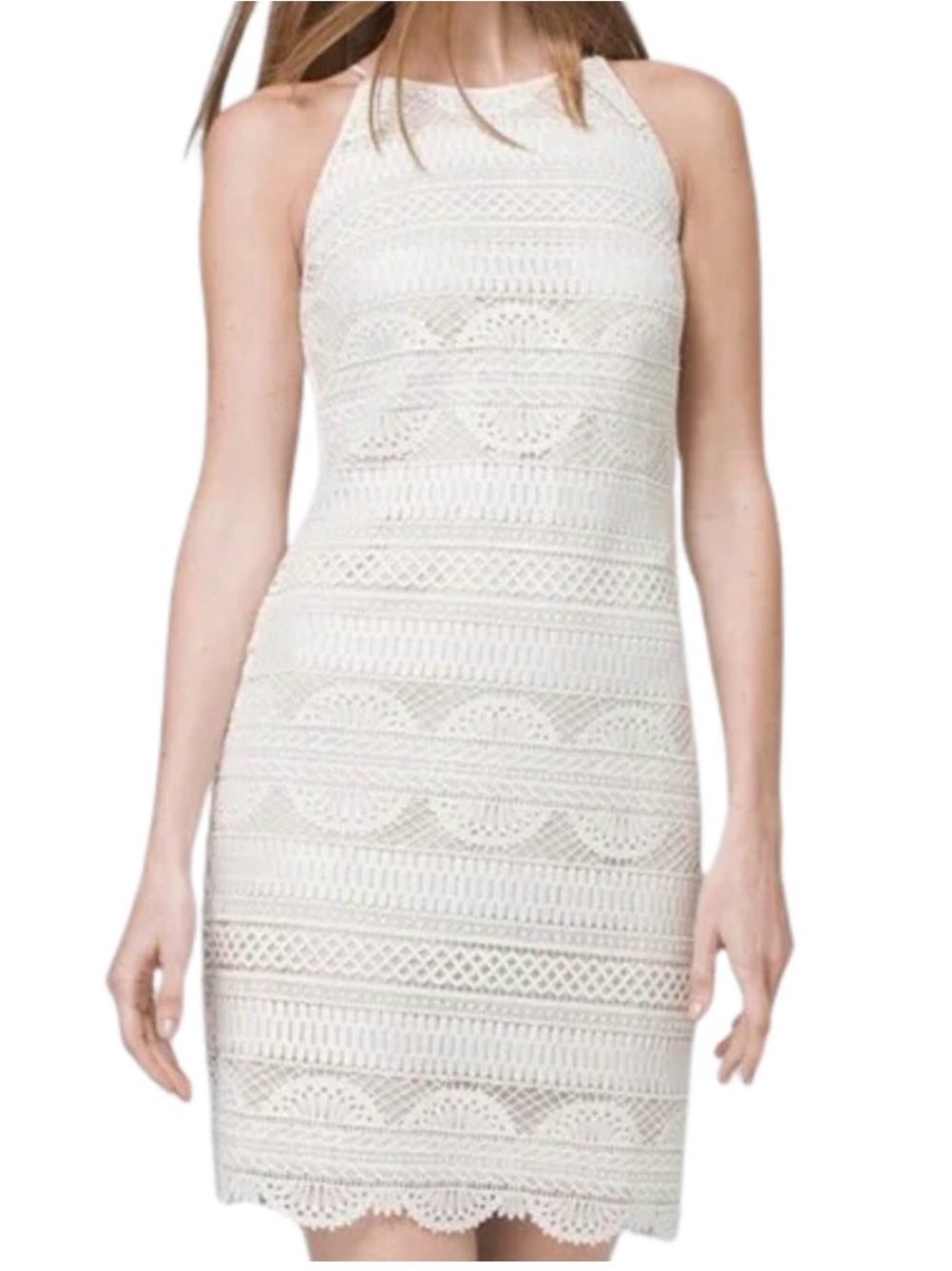 White Lace Halter Dress- New With Tags